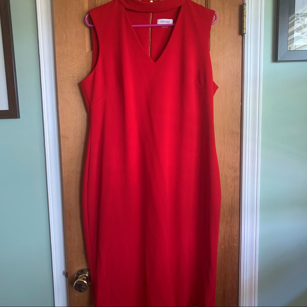 Red Calvin Klein Cut Out Dress - Size 14 - Worn 1 - Picture 1 of 6